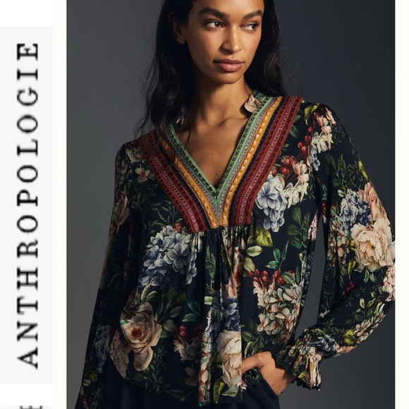 NWOT Bl^nk London x Anthropologie Stephanie Floral Long Sleeve Top xxs - Picture 1 of 16